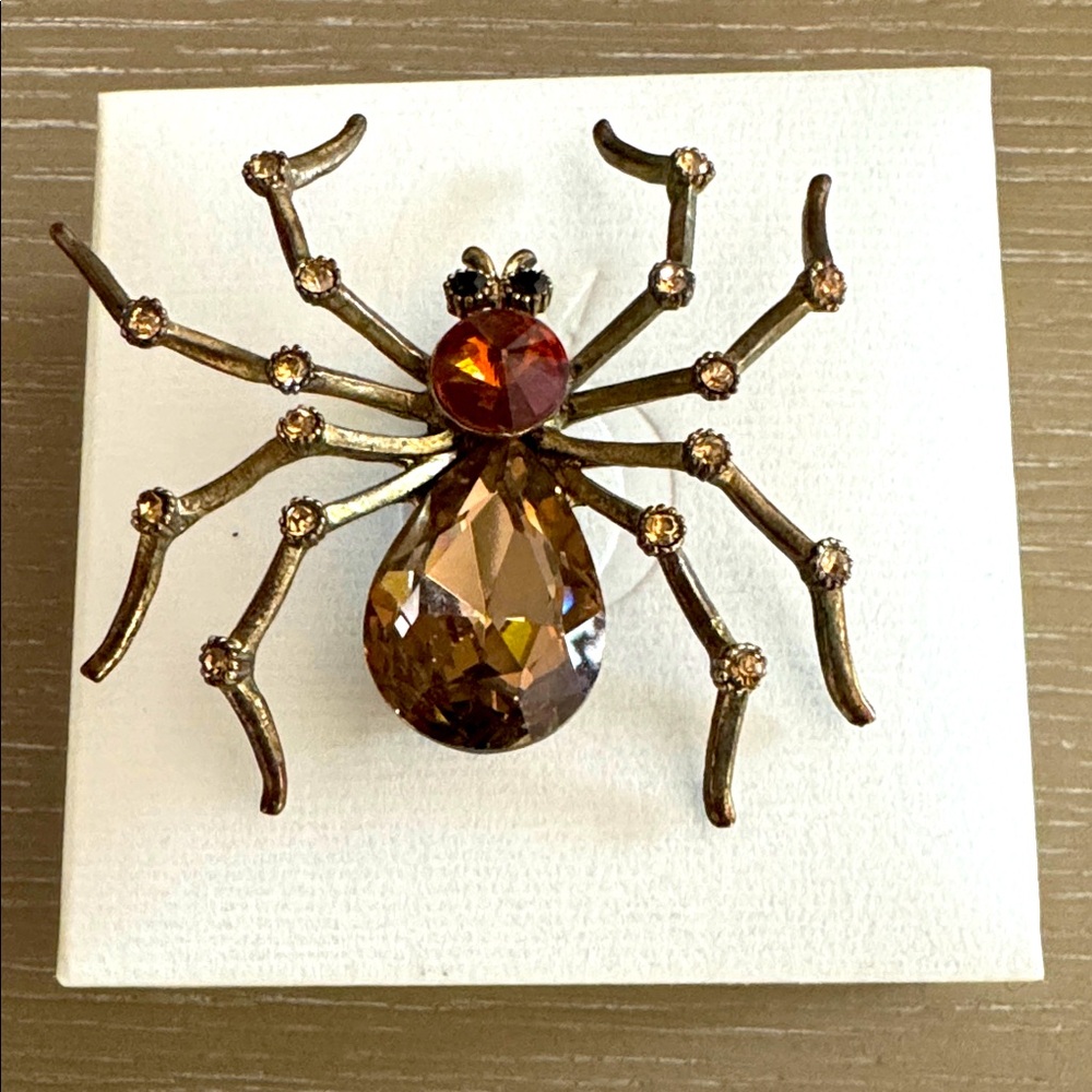Vintage-Inspired Spider Brooch with Gemstones